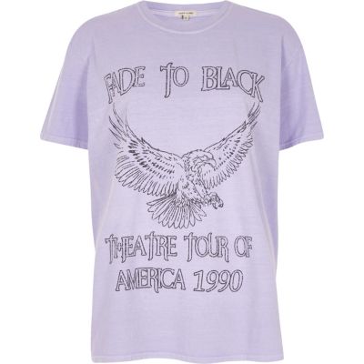 Purple &#39;fade to black&#39; eagle print T-shirt